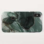 Coques Case-Mate iPhone Marbre vert émeraude et or, Arrière - plan marbré (Dos (Horizontal))