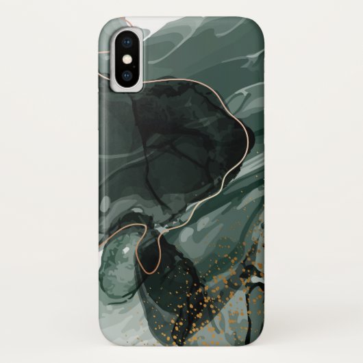 Coques Case-Mate iPhone Marbre vert émeraude et or, Arrière - plan marbré (Dos)
