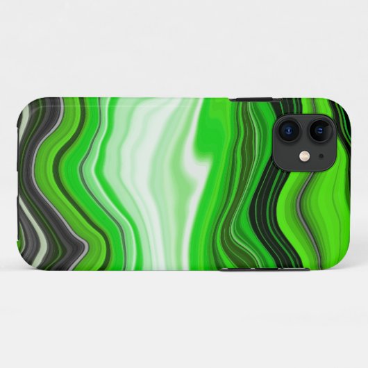 Coques Case-Mate iPhone Marbre vert et noir comme l'art fluidisé rayé (Dos (Horizontal))