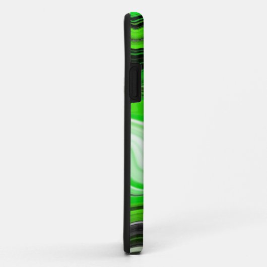 Coques Case-Mate iPhone Marbre vert et noir comme l'art fluidisé rayé (Dos/Droite)