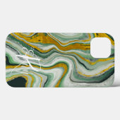 Coques Case-Mate iPhone Marbre vert et or Agate Nom Abstrait Monogramme (Verso (horizontal))