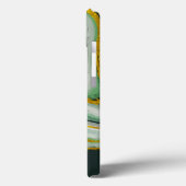Coques Case-Mate iPhone Marbre vert et or Agate Nom Abstrait Monogramme (Verso / Gauche)