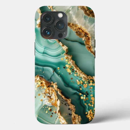 Coques Case-Mate iPhone Marbre vert et or élégant (Verso)