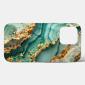 Coques Case-Mate iPhone Marbre vert et or élégant (Verso (horizontal))
