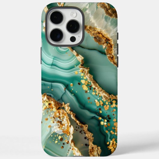 Coques Case-Mate iPhone Marbre vert et or élégant (Verso)