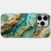 Coques Case-Mate iPhone Marbre vert et or élégant (Verso (horizontal))