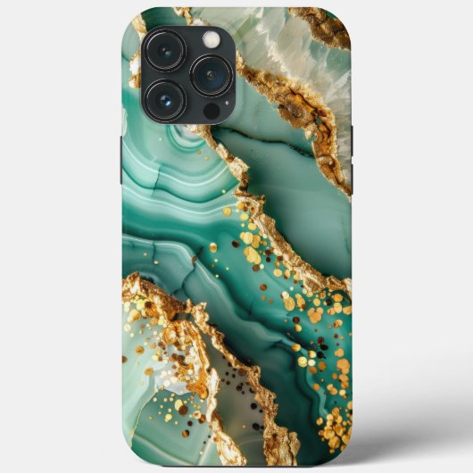 Coques Case-Mate iPhone Marbre Vert Et Or Élégant (Verso)