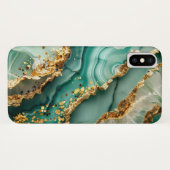 Coques Case-Mate iPhone Marbre vert et or élégant (Dos (Horizontal))