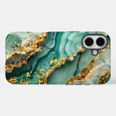 Coques Case-Mate iPhone Marbre vert et or élégant (Verso (horizontal))