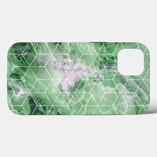 Coques Case-Mate iPhone Marbre vert géométrique (Verso (horizontal))