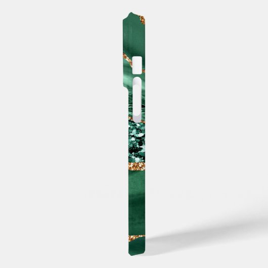 Coques Case-Mate iPhone Marbre Vert Parties scintillant Or Nom personnalis (Verso / Gauche)