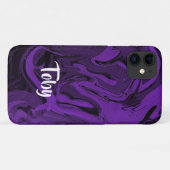 Coques Case-Mate iPhone Marbre violet et noir poli (Dos (Horizontal))