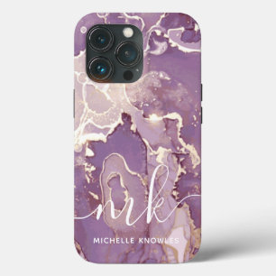 Case-Mate iPhone Case Marbre violet Lilac avec Monogramme et nom