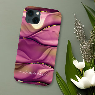 Case-Mate iPhone Case Marbre violet Rose or Script Monogramme