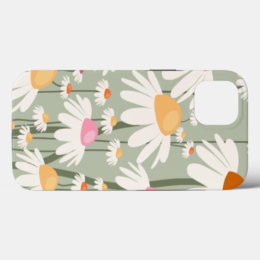Coques Case-Mate iPhone Marché aux Fleurs Tokyo Retro Daisies Sage Green (Verso (horizontal))