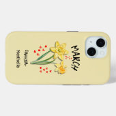 Coques Case-Mate iPhone Marche Jaune Mois de naissance Fleur Nom personnal (Verso (horizontal))