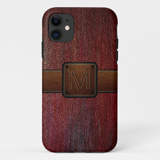 Coques Case-Mate iPhone Marche marron foncé en cuir rouge (Dos)