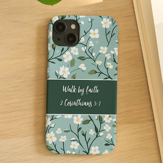 Coques Case-Mate iPhone Marchez par la foi verset biblique floral
