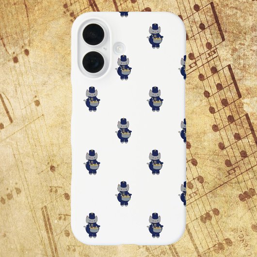 Coques Case-Mate iPhone Marching Band Cat Drummer Navy Blue Gold Pattern