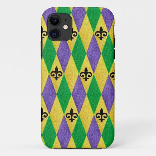 Coques Case-Mate iPhone Mardi Gras Arlequin Fleur De Lis (Dos)