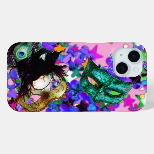 Coques Case-Mate iPhone MARDI GRAS MASQUERADE BALL MASK confetti (Verso (horizontal))