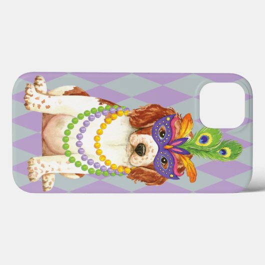 Coques Case-Mate iPhone Mardi Gras Welsh Springer Spaniel (Verso (horizontal))