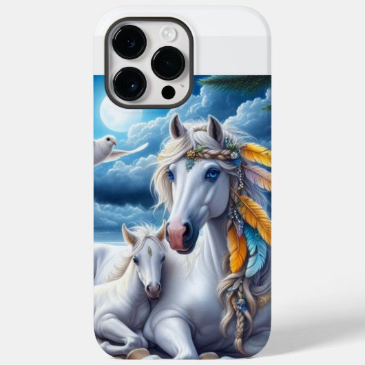 Coques Case-Mate iPhone Mare et poulain blanc sous la lune (Verso)