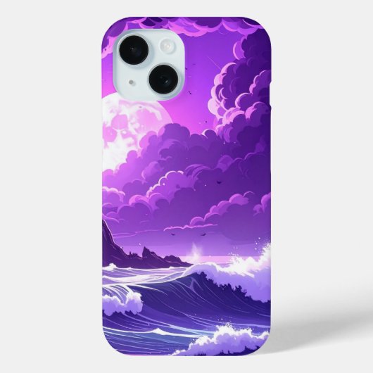 Coques Case-Mate iPhone Marée violette sous la lune – iPhone Océan Fantast (Verso)