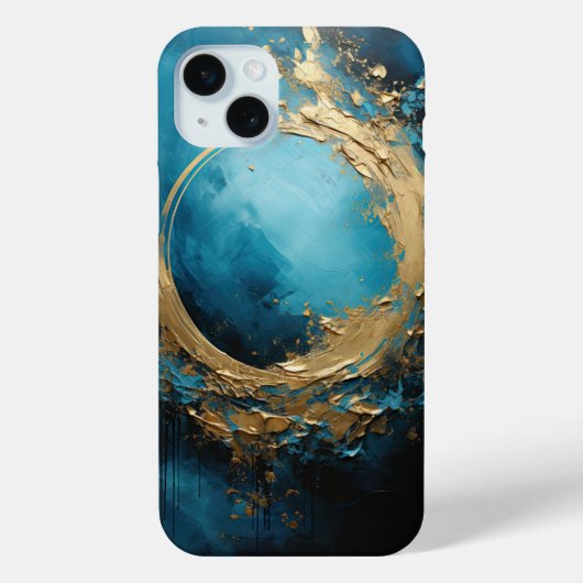 Coques Case-Mate iPhone Marées sombres Océanique Abstraite Bleu & Or (Verso)