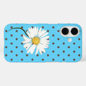 Coques Case-Mate iPhone marguerite avec pois brun sur aqua (Verso (horizontal))