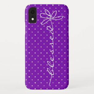 Case-Mate iPhone Case marguerite bénie sur violet avec pois blancs