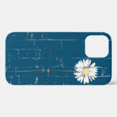 Coques Case-Mate iPhone marguerite blanche sur brique bleue (Verso (horizontal))