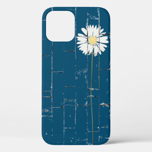Coques Case-Mate iPhone marguerite blanche sur brique bleue (Verso)