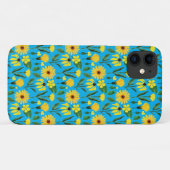 Coques Case-Mate iPhone marguerite jaune sur aqua (Dos (Horizontal))