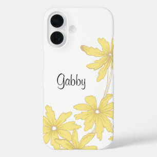 Coques iPhone 16 Marguerite jaune sur blanc