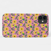 Coques Case-Mate iPhone marguerite jaune sur rose (Dos (Horizontal))