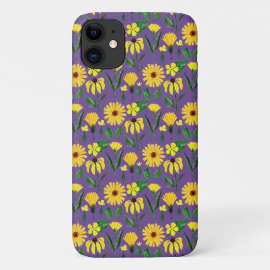 Coques Case-Mate iPhone marguerite jaune sur violet (Dos)