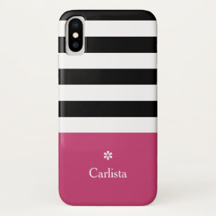 Case-Mate iPhone Case Marguerite nommée rose foncée de rayures