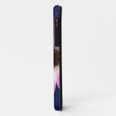 Coques Case-Mate iPhone Marguerite rose Magenta sur cuir bleu royal Imprim (Dos/Gauche)