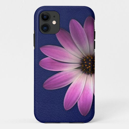 Coques Case-Mate iPhone Marguerite rose Magenta sur cuir bleu royal Imprim (Dos)