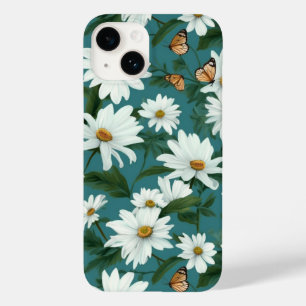 Coque Pour iPhone 14 Marguerites blanches et papillons