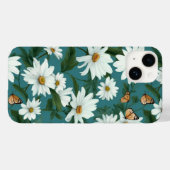 Coques Case-Mate iPhone Marguerites blanches et papillons (Verso (horizontal))