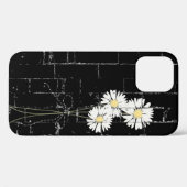 Coques Case-Mate iPhone marguerites blanches sur brique noire (Verso (horizontal))