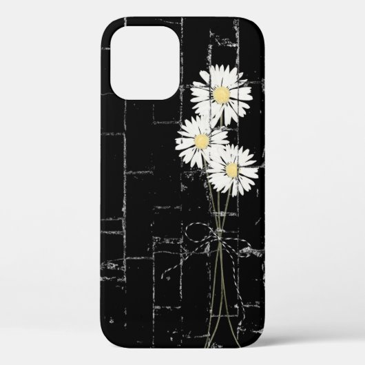 Coques Case-Mate iPhone marguerites blanches sur brique noire (Verso)