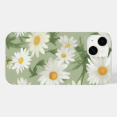 Coques Case-Mate iPhone Marguerites blanches sur Sage Green (Verso (horizontal))