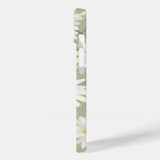 Coques Case-Mate iPhone Marguerites blanches sur Sage Green (Verso / Gauche)