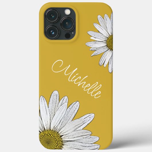 Coques Case-Mate iPhone Marguerites blanches Whimsical Boho Gold (Verso)