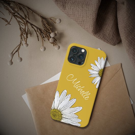 Coques Case-Mate iPhone Marguerites blanches Whimsical Boho Gold