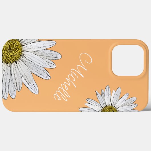 Coques Case-Mate iPhone Marguerites blanches Whimsical Boho Orange (Verso (horizontal))