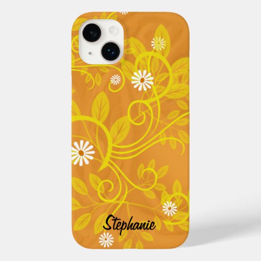 Coques Case-Mate iPhone Marguerites rétro Vignes Feuilles Jaunes Abstrait  (Verso)